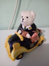 RINGTONS Tea Money Box Vintage Ceramic Collectable Bear In A Car , 1994