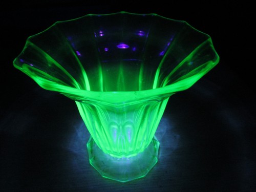 Pressed uranium glass - uranium, vase