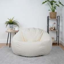 Ivory Bean Bag Chair Adult Lounger – Jumbo Cord Recliner Sofa Seat