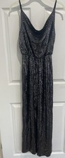 Brand New Ladies Size 8 Black With Silver Sequins Jumpsuit By Miss Selfridge
