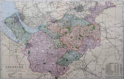 1905 cheshire large map 120 - map.,