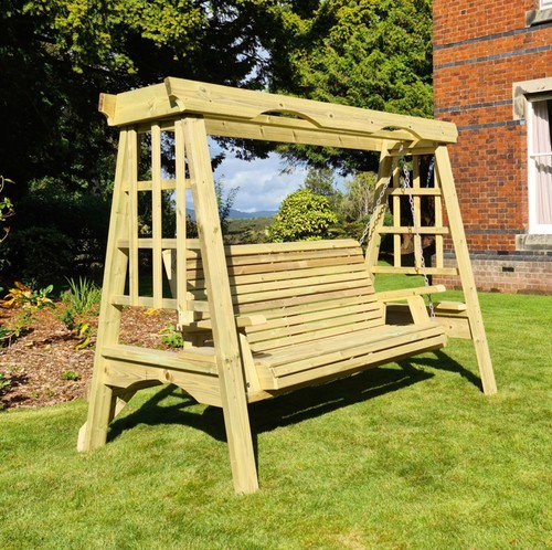 Timber wooden garden swing - garden,