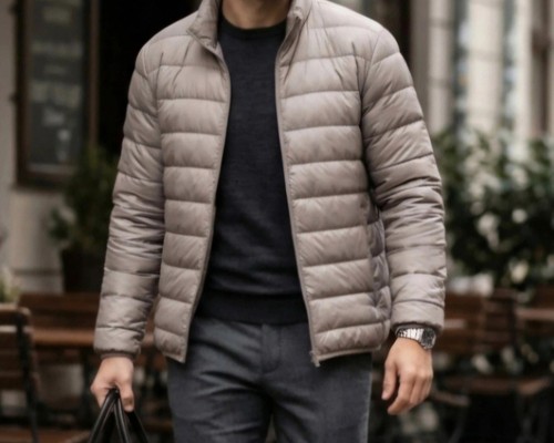 Taupe lightweight puffa jacket - lightweight,