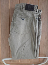 Armani Jeans J21 Regular Straight Mens Chinos W 34 L 30 Stretch Beige Button Fly