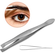 Pair of Professional Straight Precision Tweezers Steel Eyebrow Hair Pluckers