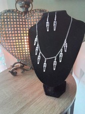 Gothic Medieval style Skeletons Necklace and Earrings set with gift bag
