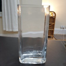 Large Clear Glass Square Vase