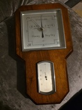 SB Shortland Vintage Wall Barometer Thermometer Real Wood and Chrome. Made In UK