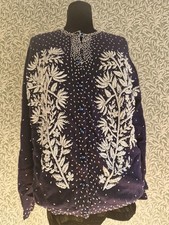 VINTAGE 1950s BEADED WOOL CARDIGAN ORIGINAL NAVY WHITE