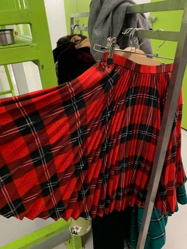 Tartan full pleated skirt - , by
