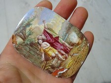 Antique Enamel On Copper Plaque Abraham Sacrifice of Isaac Biblical Scene