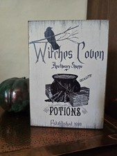 Apothecary gothic style wood sign/wall art decor, "Witches Coven" (Halloween)