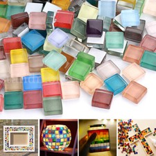 Up to 300x Mixed Crystal Glass Mosaic Tiles Kitchen Bathroom Art Craft Supplies