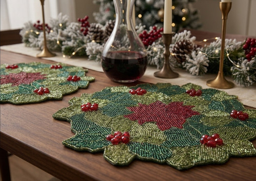 Christmas floral placemats - christmas,