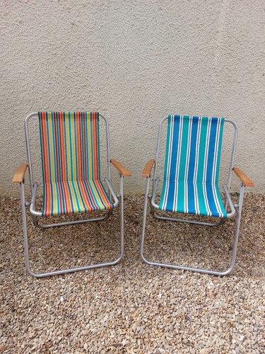 Pair vintage striped mid - pair, of