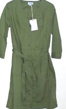 Jigsaw Sylvia Button Dress khaki green 100% cotton Size L Large New Tags BNWT