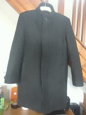 Zara Men’s Coat overcoat textured charcoal Grey size L 