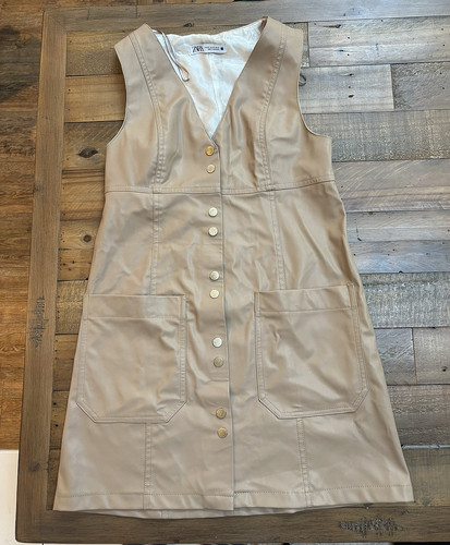 Zara beige nude faux leather - beige,