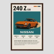 Datsun 240Z Poster Print Fairlady Poster | Retro JDM Sports Car Wall Art