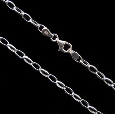 Oval Belcher Chain 3.5mm Solid Sterling Silver Rolo Necklace