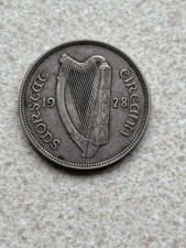 1928 Irish Silver Two-Shilling Florin Coin First Year Issued, Old Ireland 2S