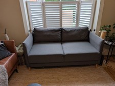 Habitat Charcoal Linen Sofa 2 Seater Mid Century