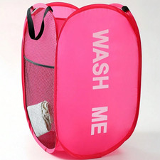 Clothes Foldable Laundry Basket Pop-up Mesh Dirty Clothes Storage Hamper Bin NEW