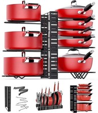 Pot Rack Organisers 8 Tiers Pan Organiser Rack for Cabinet Adjustable