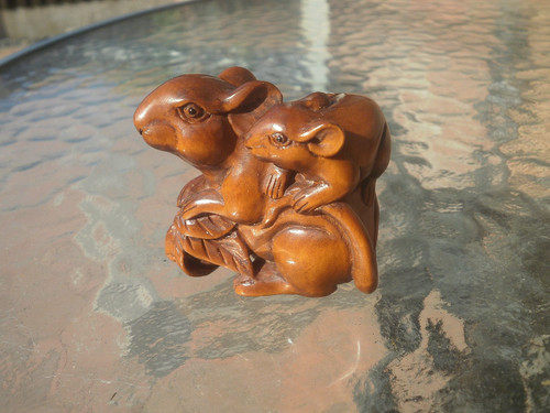Hand carved wood netsuke - hand,