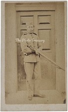 CDV RIFLE VOLUNTEER STOOD IN DOORWAY UNIFORM ROGERS WEST OF ENGLAND PHOTOGRAPH