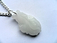SALE   Carved White Glass Goldfish Pendant and Chain  Necklace