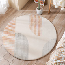 100cm Luxury Faux Wool Circular Rug Soft Home Carpet For Bedroom Living Room