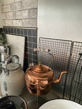 BEAUTIFUL VINTAGE KITCHEN COPPER / BRASS KETTLE WITH FLORAL HANDLE
