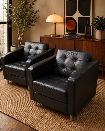 Pair 1980s italian leather - 1980s,