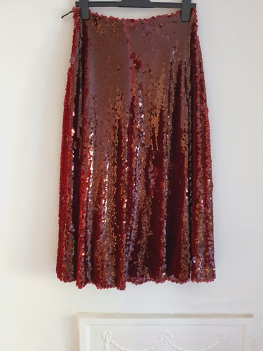 Zara red sequin midi - sequin, skirt