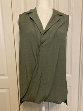 Nanette Lepore Sleeveless Collared Top Green Small