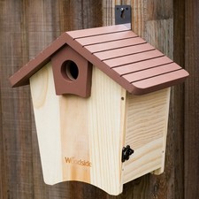Wooden Bird House Box with Clear View Panel & Predator Guard for Garden Nesting