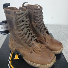  DAN POST Boots Children's 9 D Tan Lace /W Zip Rowan Western Cowboy Boots 