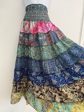 Long Gypsy Skirt Maxi Boho Vintage Retro Floaty Hippie Festival Rainbow Peasant