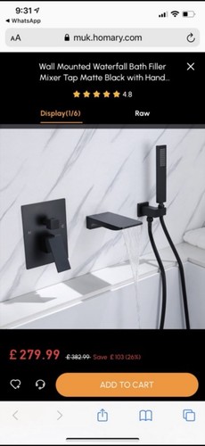 Black wall mounted bath mixer - mounted,