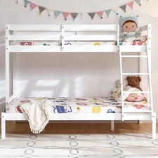 White Triple Bunk Bed | varnish finish | Single + Double Bed | Sturdy & Firm