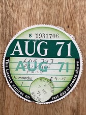Old Vintage Tax Disc August