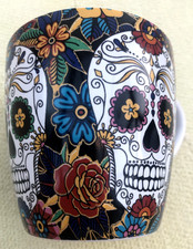 DAY OF THE DEAD WILLIAMS SONOMA 15oz CHINA MUG FLORAL SUGAR SKULL HALLOWEEN