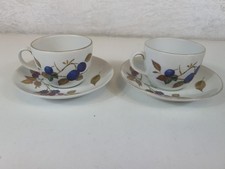 Royal Worcester Evesham Gold 2 Tea Cups & Saucers