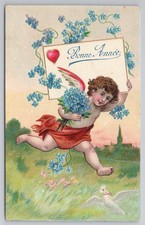 Embossed Bonne Annee Cherub