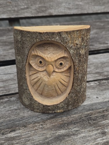 Hand carved wooden owl - hand,