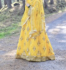 3 Pc Mehndi Lehnga for Women Only Wedding Party Wear Pakistani