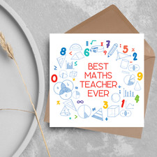 Maths Teacher Card, End of Year School Card, Thanks Teacher, Best Teacher