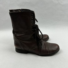Steve Madden Troopa Brown Leather Zip Lace Combat Fashion Boots Size 7.5 M