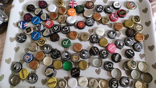 Bottle caps used - bottle, caps,
